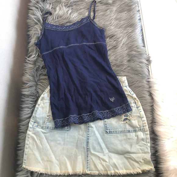 new justice outfit size 18 lace camisole tank top and denim skirt NWT